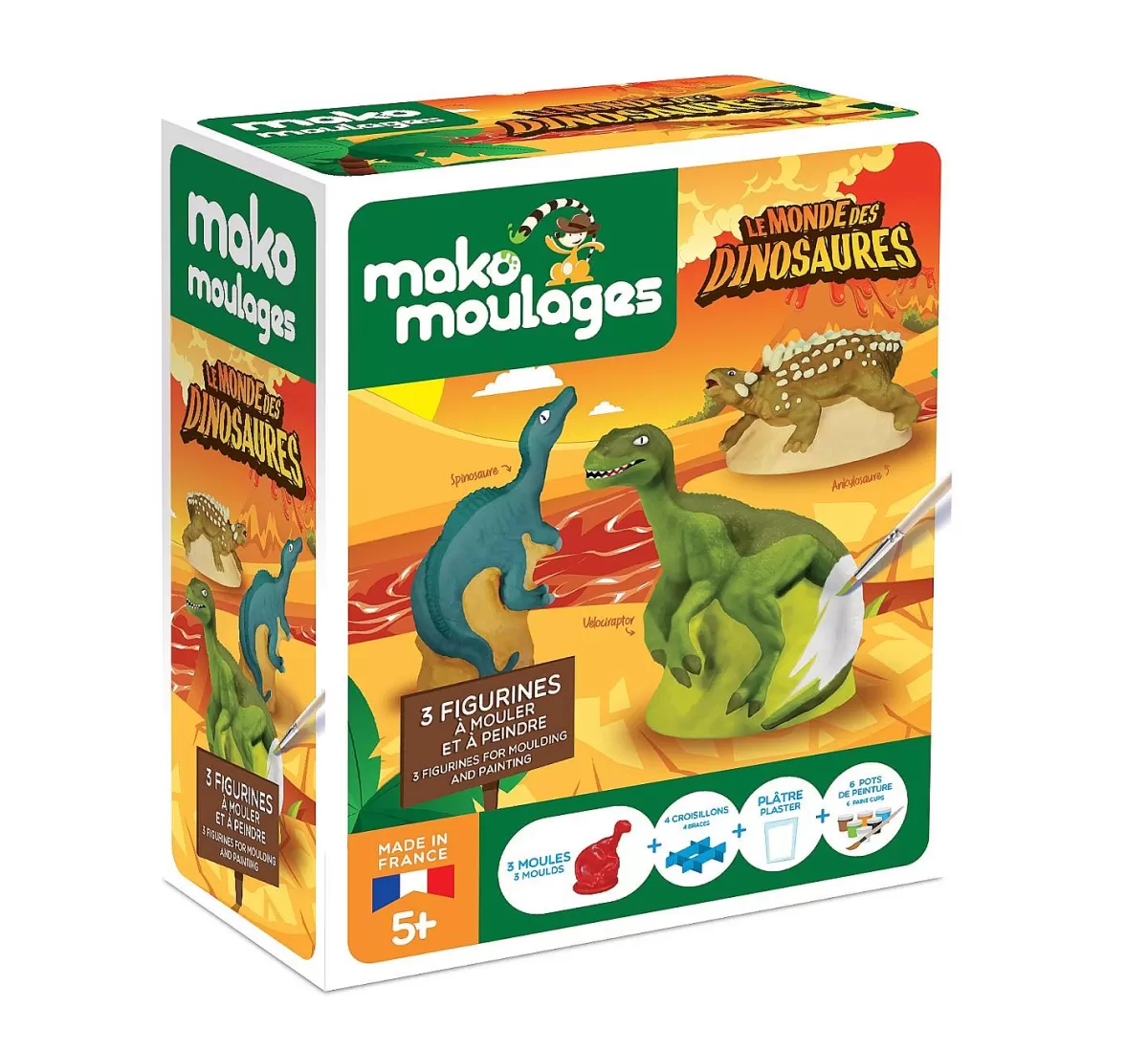 Mako Créations Coffret Moulage 3 Dinosaures Fashion