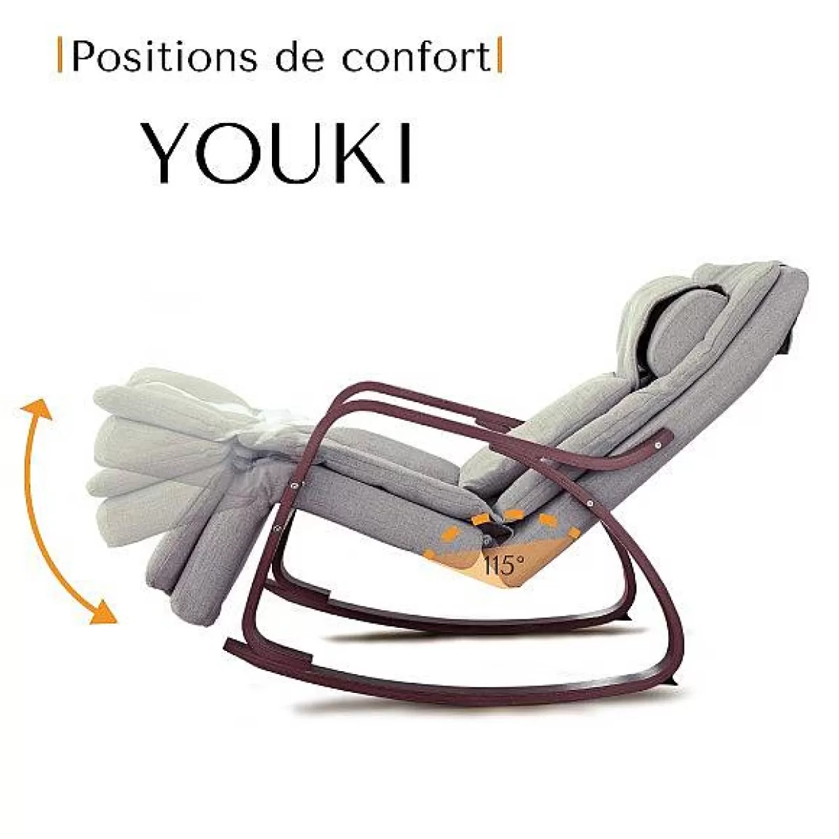 Supra france Rocking Chair Massant Youki Beige Fonc^ Fauteuil Massant